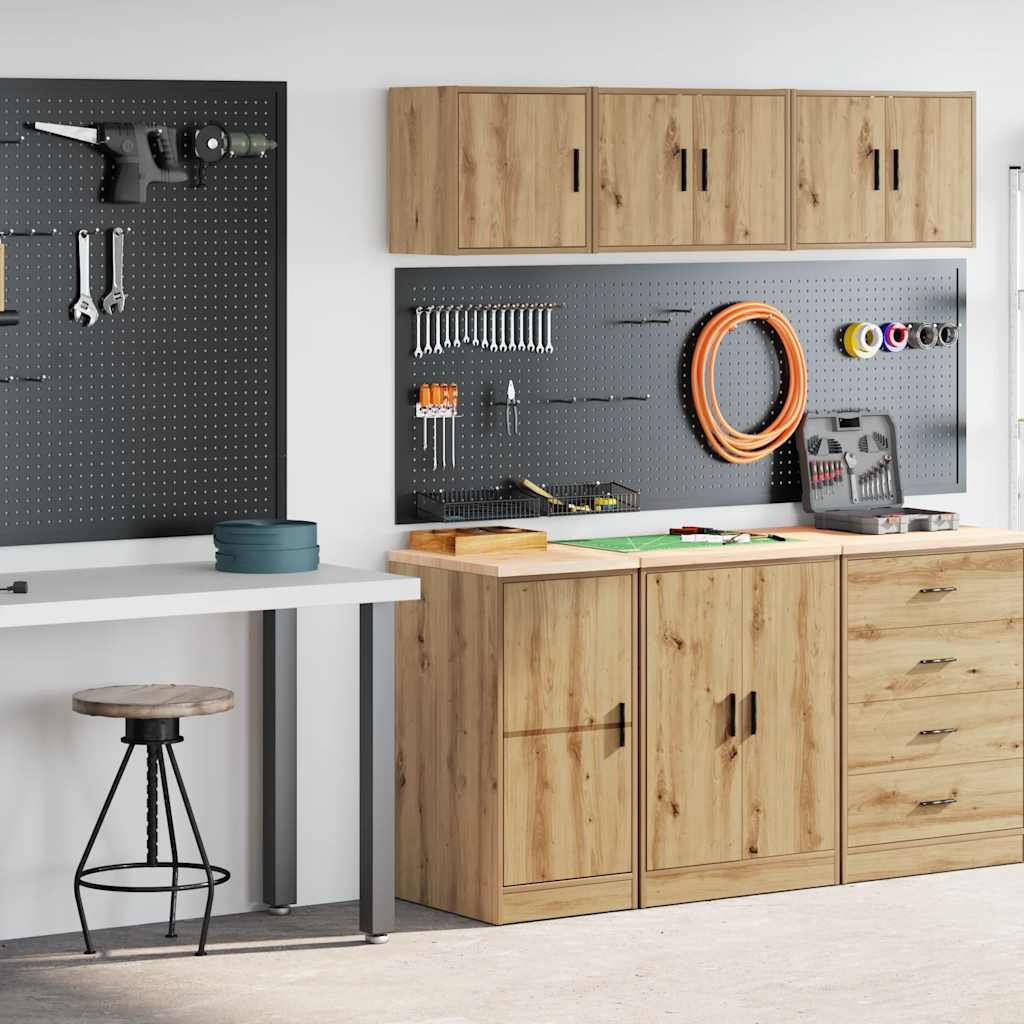 Garagenschränke 2 Stk. Schwarz Holzwerkstoff