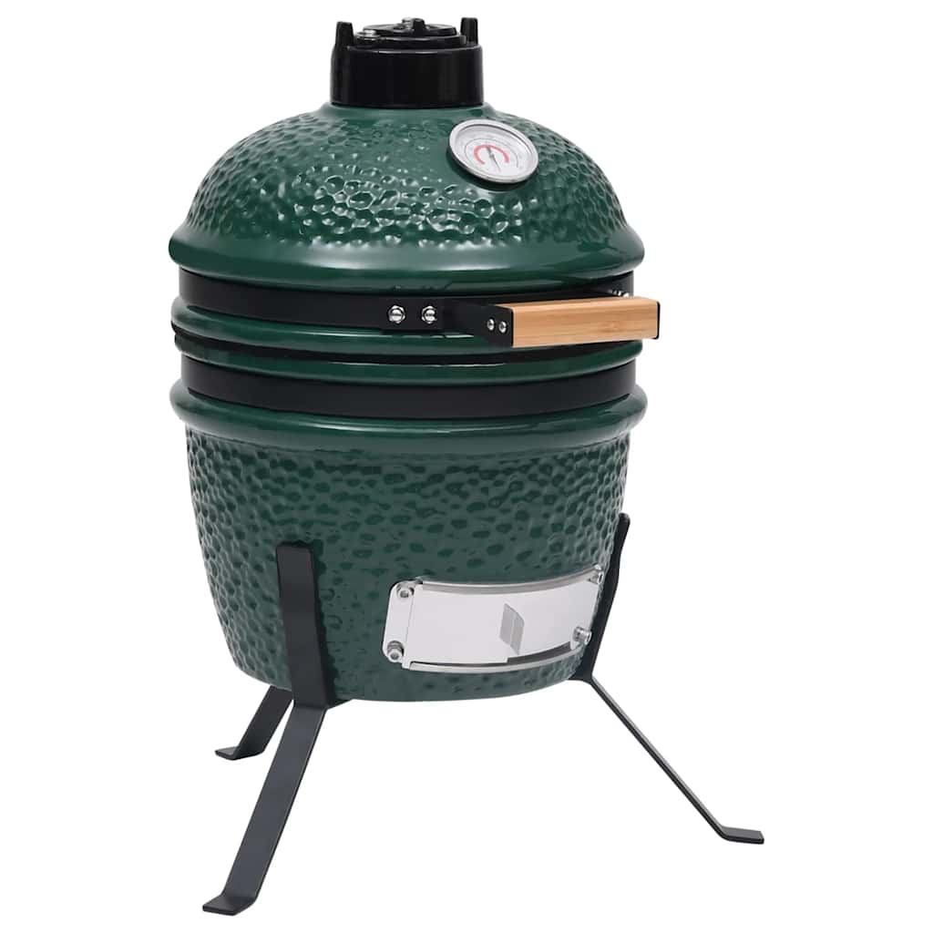 2-in-1 Kamado-Grill Smoker Keramik 56 cm Schwarz