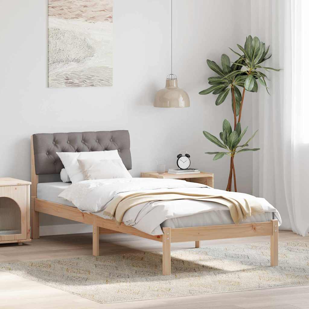 Bettgestell Braun und hellgrau 200 x 200 cm Massivholz Kiefer