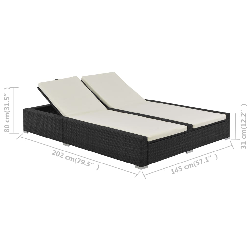 Doppel-Sonnenliege Poly Rattan Braun