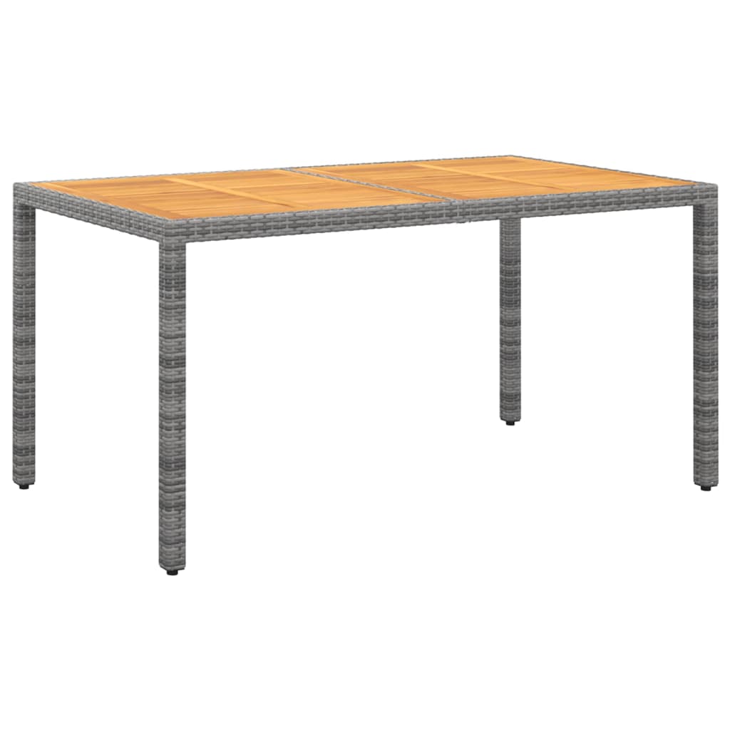 Gartentisch 150x90x75 cm Akazienholz und Poly Rattan Schwarz