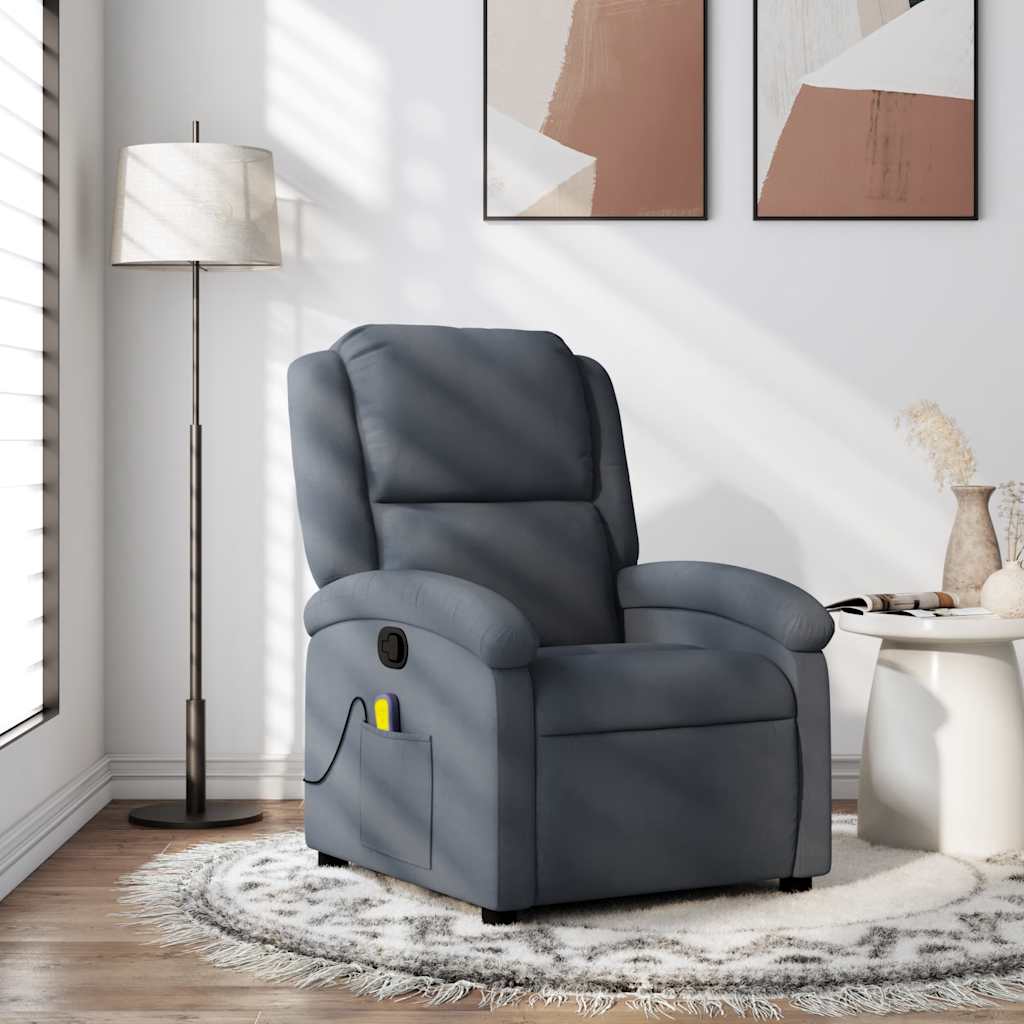 Massage-Relaxsessel, hellgrauer Samt