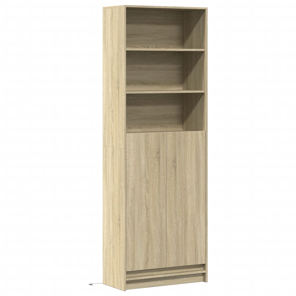 Highboard mit LED-Beleuchtung Weiß 69x32,5x200 cm Holzwerkstoff