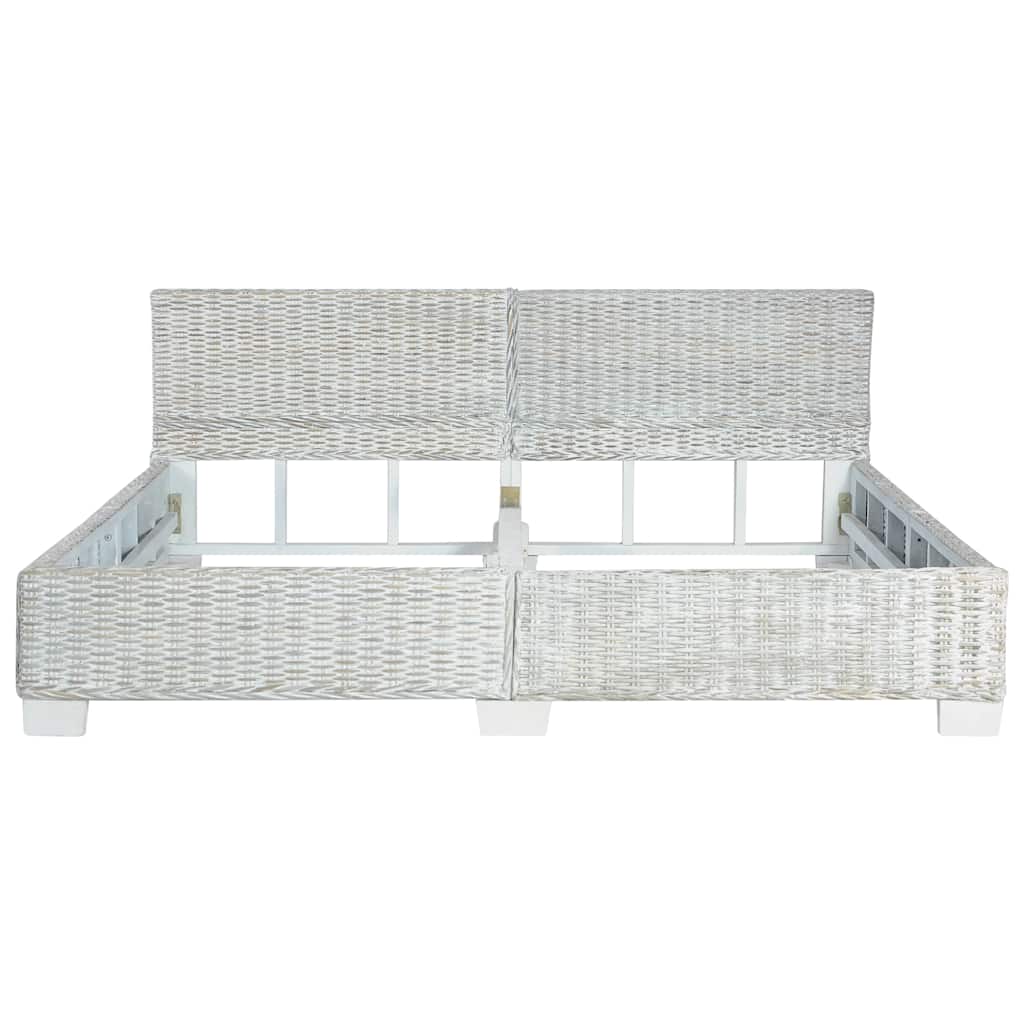 Bettgestell Grau Natur Rattan 140 x 200 cm