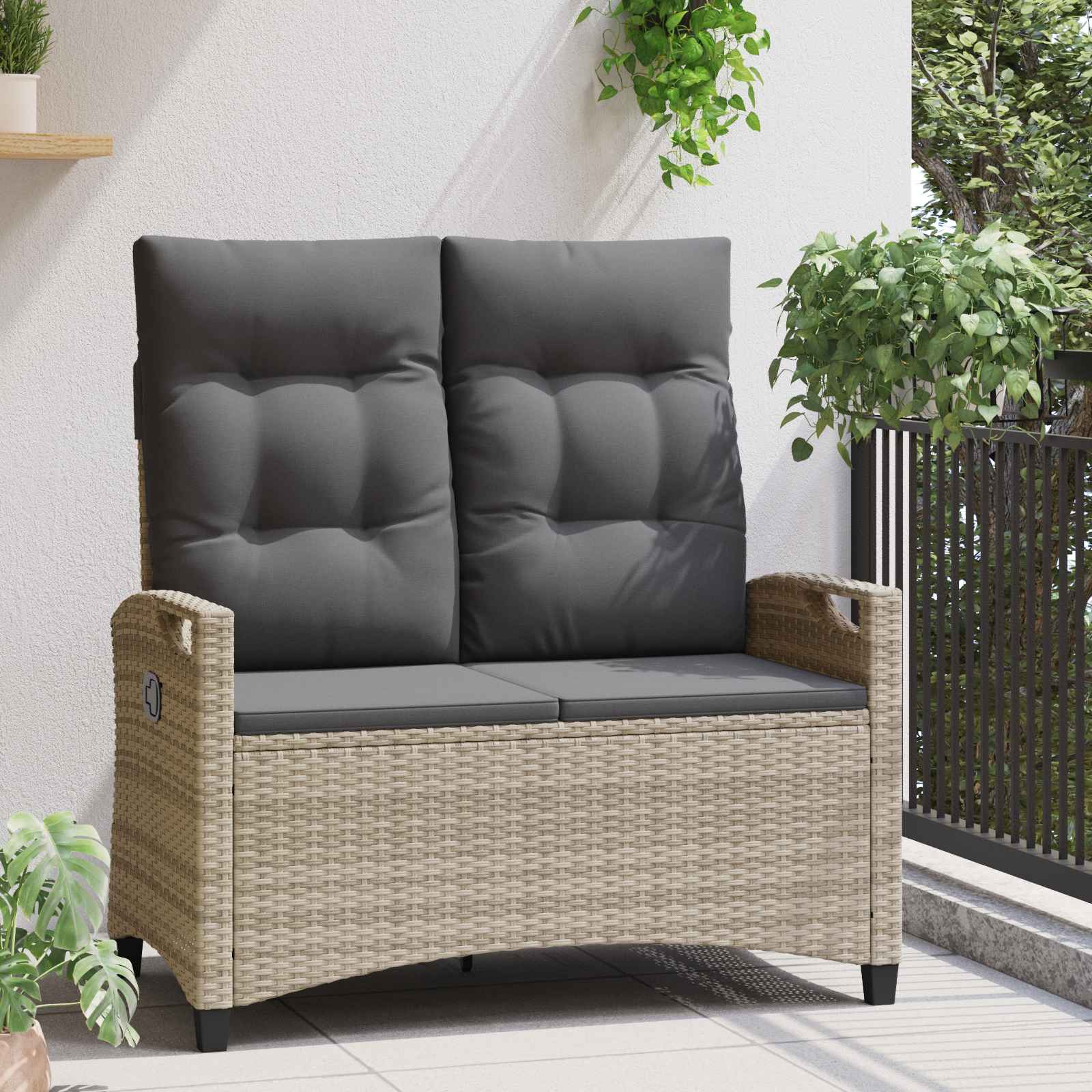 Gartenbank Schwarz 105 x 60 x 112 cm Stahl und Polyester