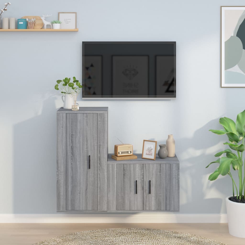 2-tlg. TV-Schrank-Set Weiß Holzwerkstoff