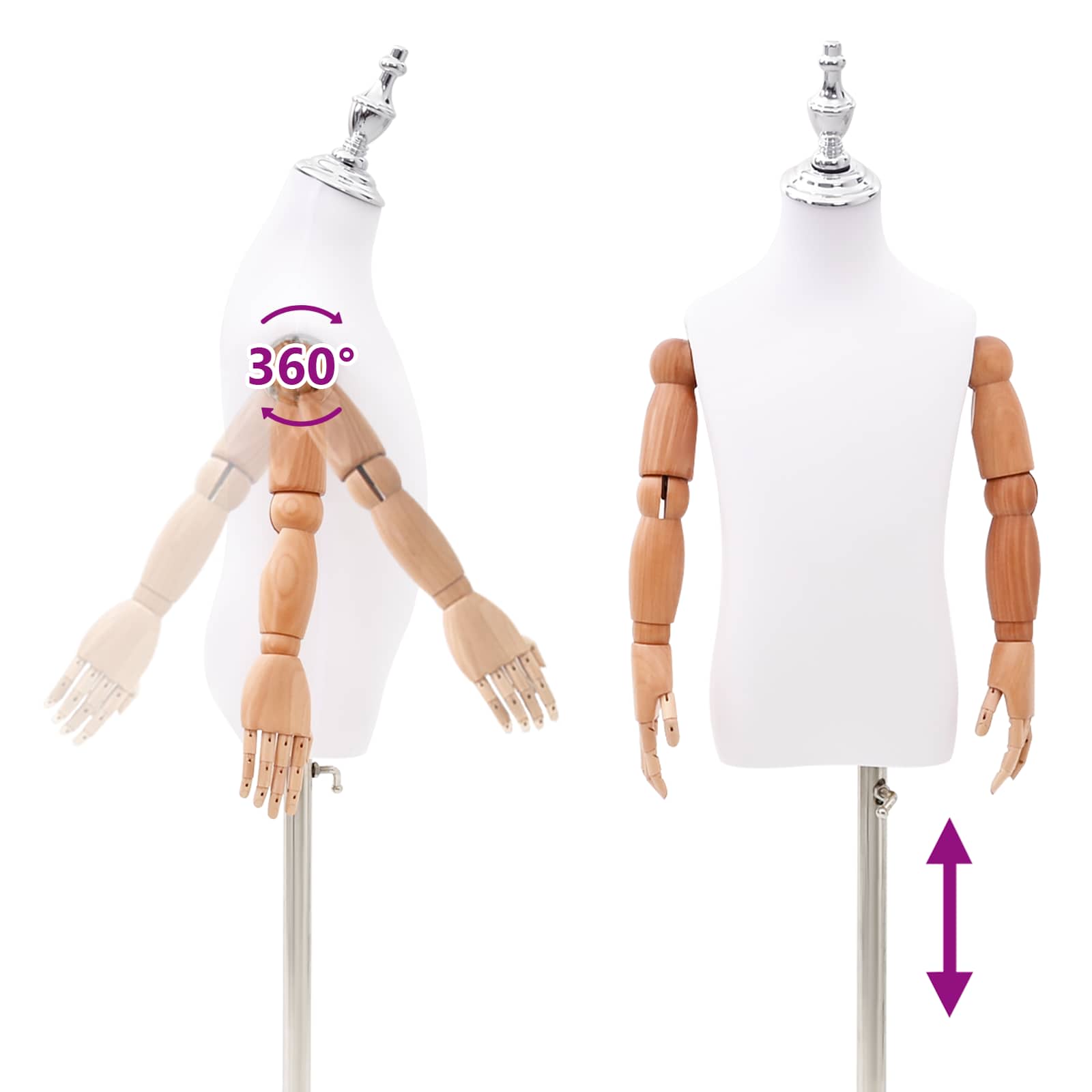 Verstellbares 120-150 cm Mannequin mit Basis Unisex PP Weiß