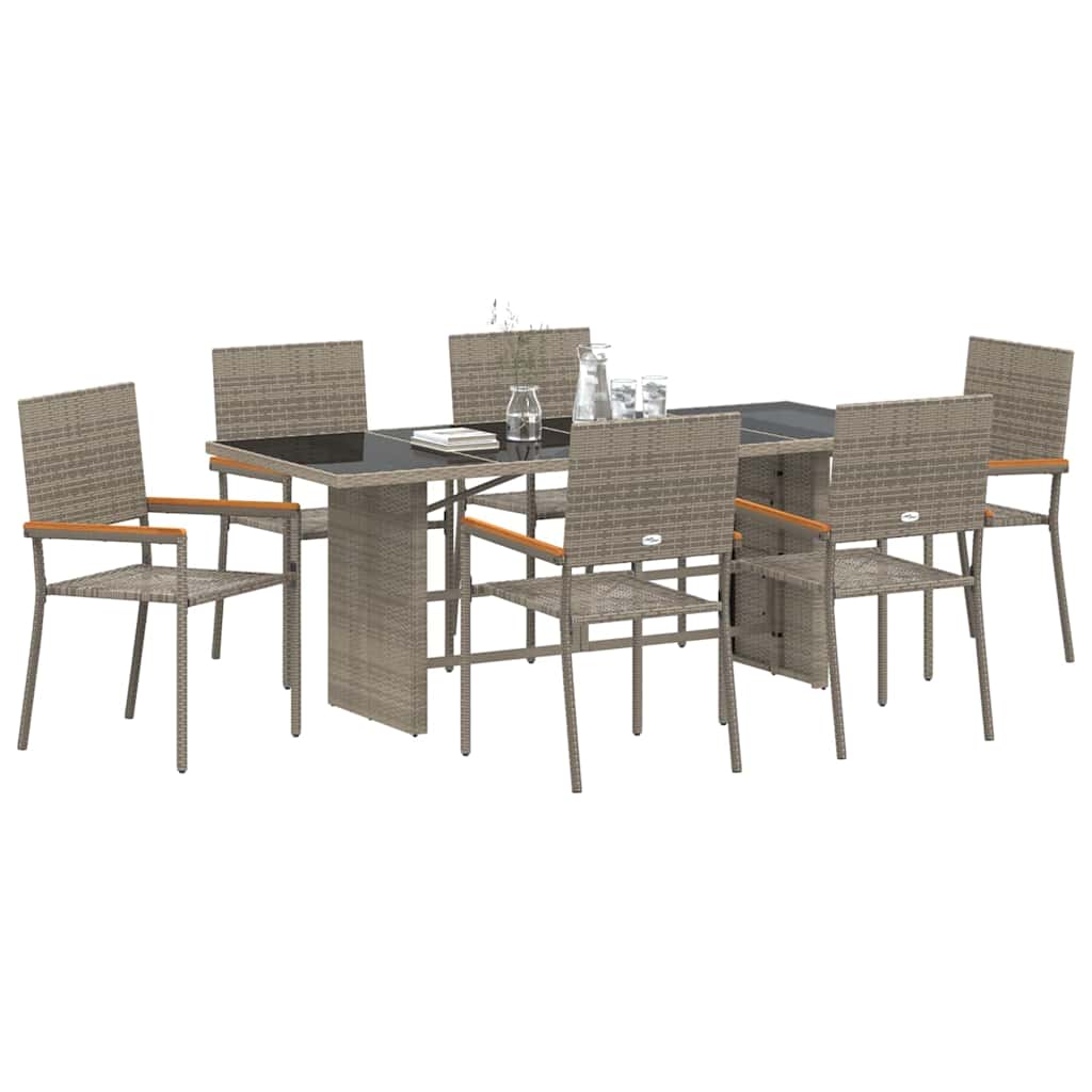 Garten Essgruppe 7 pcs Schwarz Poly-Rattan