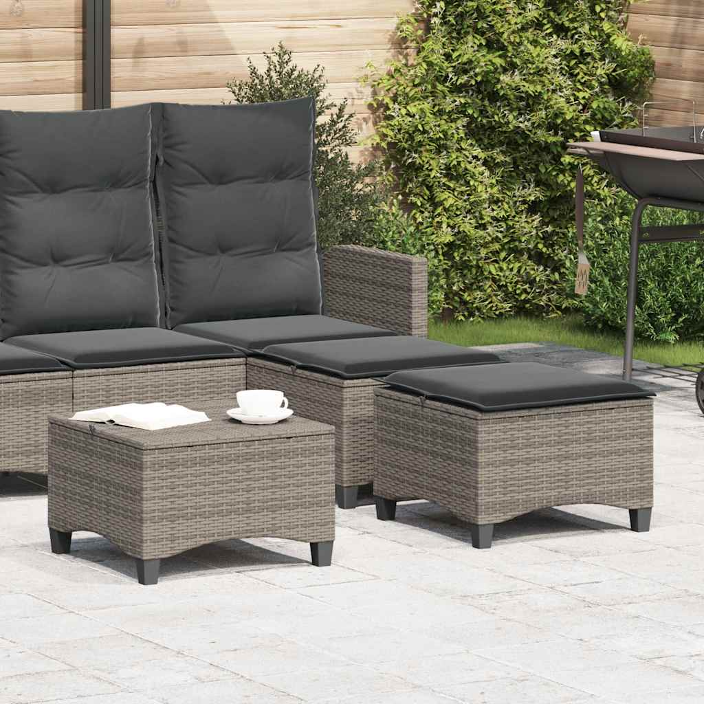Gartenhocker mit Kissen 2 Stk. Schwarz 55x55x36 cm Poly Rattan