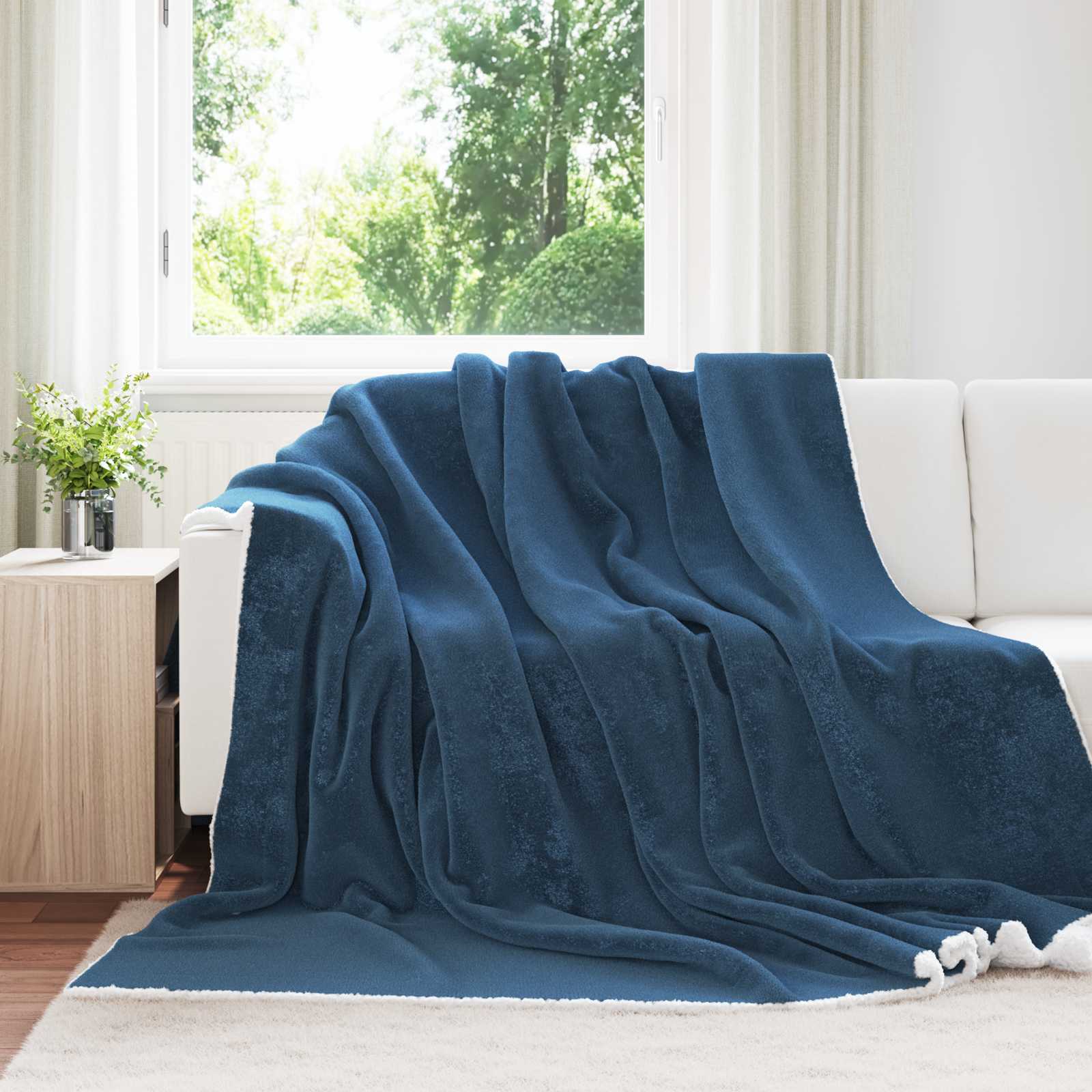 Überwurfdecke Beige 130 x 150 cm Fleece