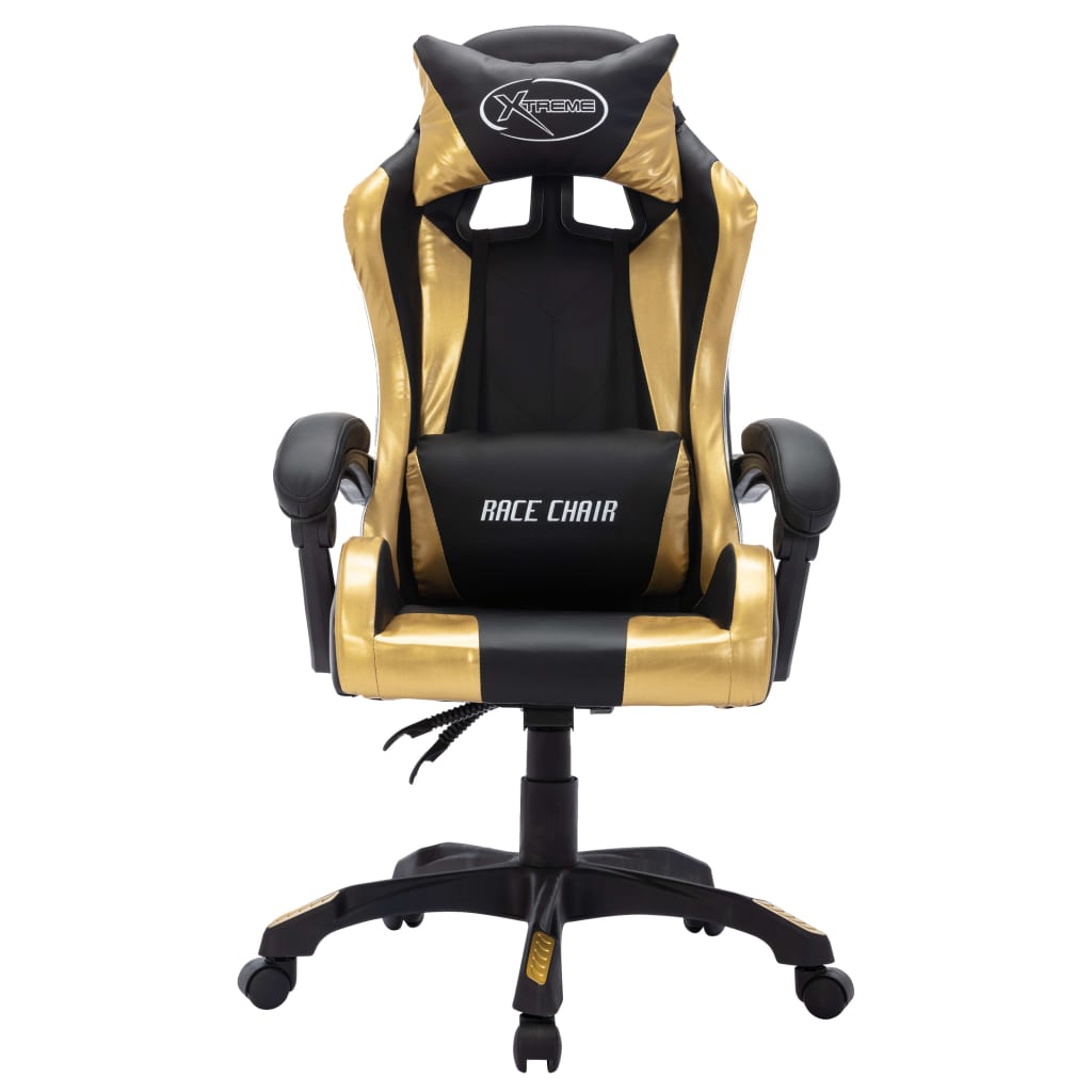 Gaming-Stuhl mit RGB LED-Leuchten Blau und Schwarz Kunstleder