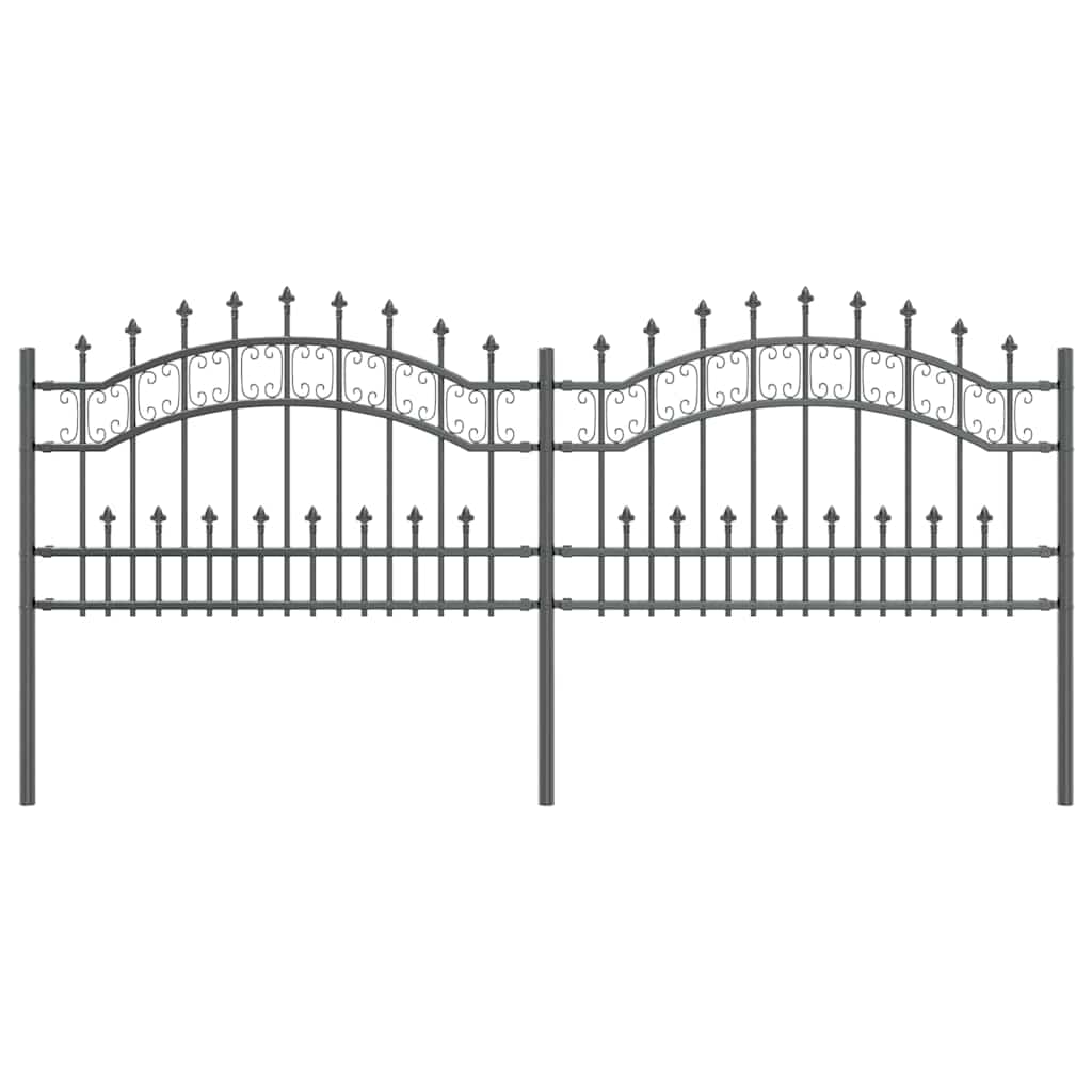 Gartenzaun KAMPEN mit Speerspitze Schwarz 240 x 75 cm Stahl