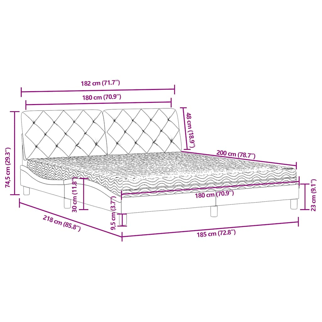 Bett mit Matratze Hellgrau 80x200 cm Samt
