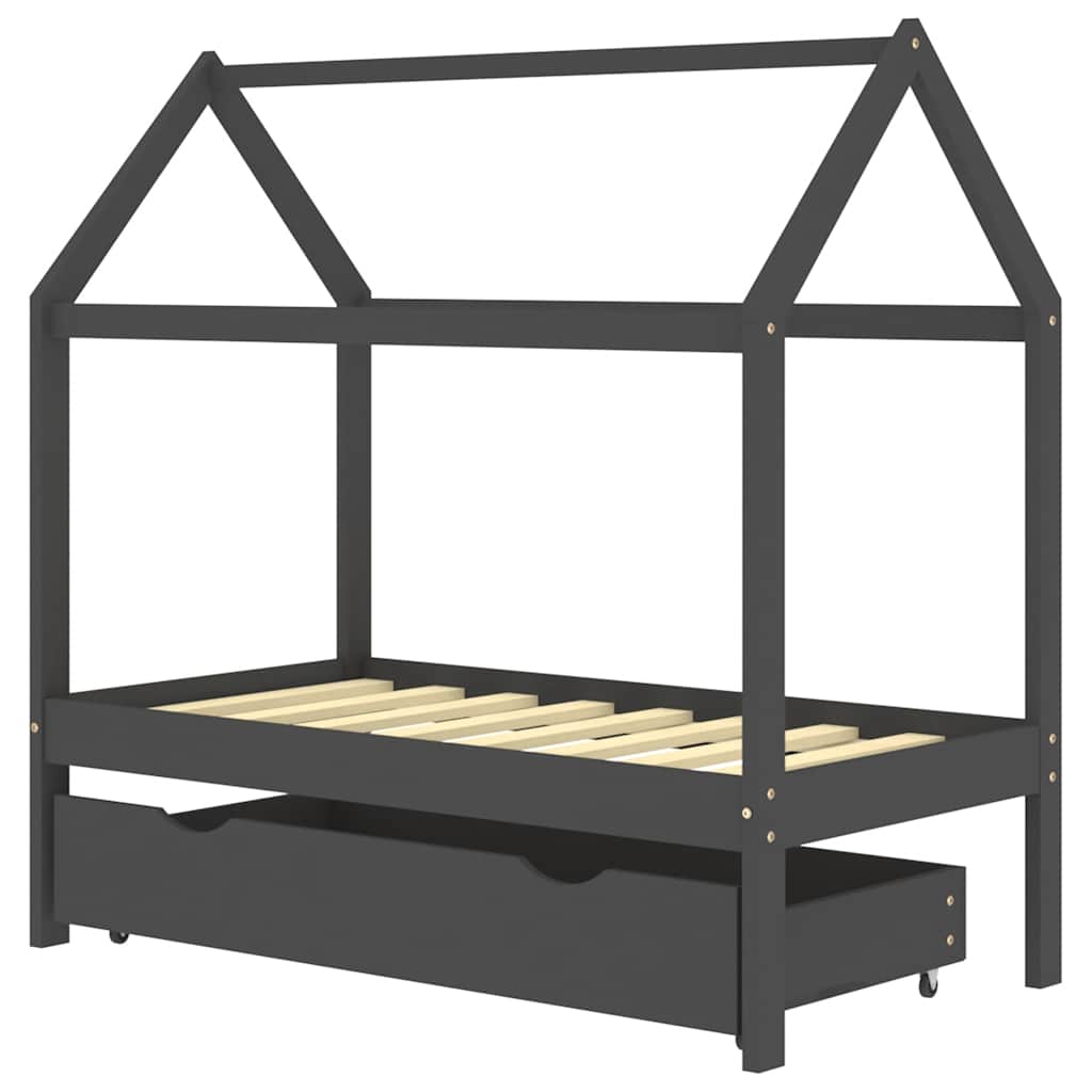 Kinderbett mit Schublade Massivholz Kiefer 70x140 cm