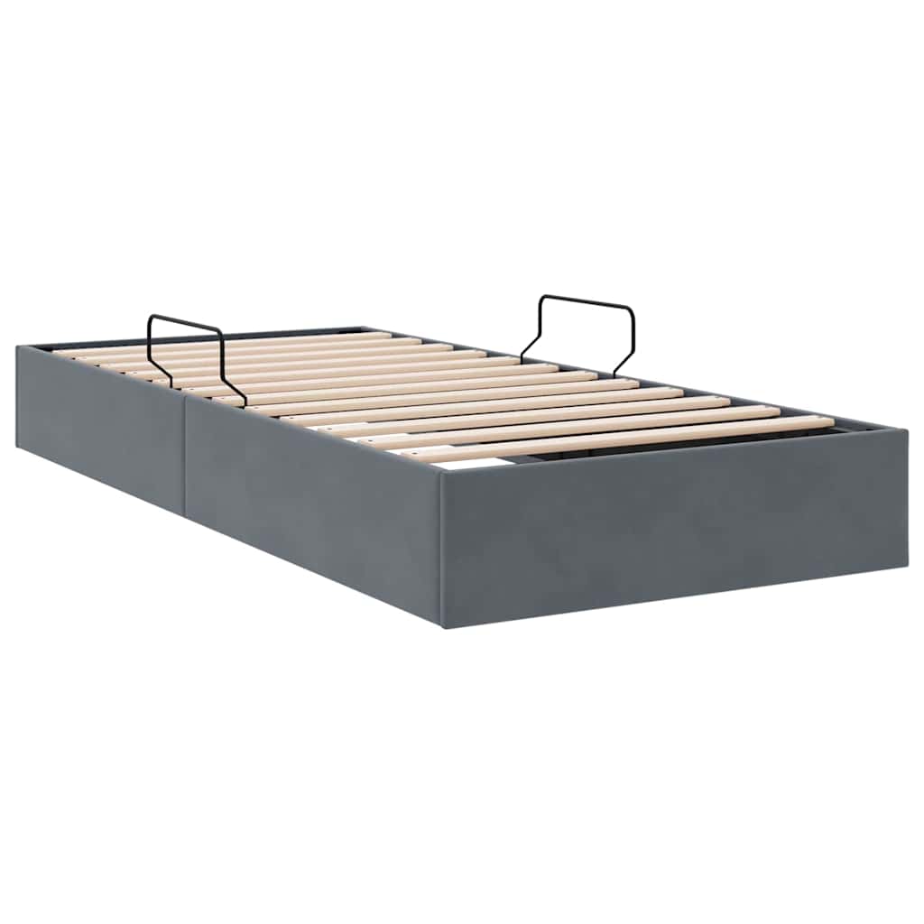 Aufbewahrungsbett mit Matratze Dunkelgrau 100 x 190 cm Samt