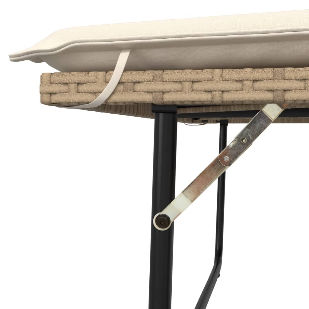 Gartenbank mit Kissen und Hocker Schwarz Poly Rattan