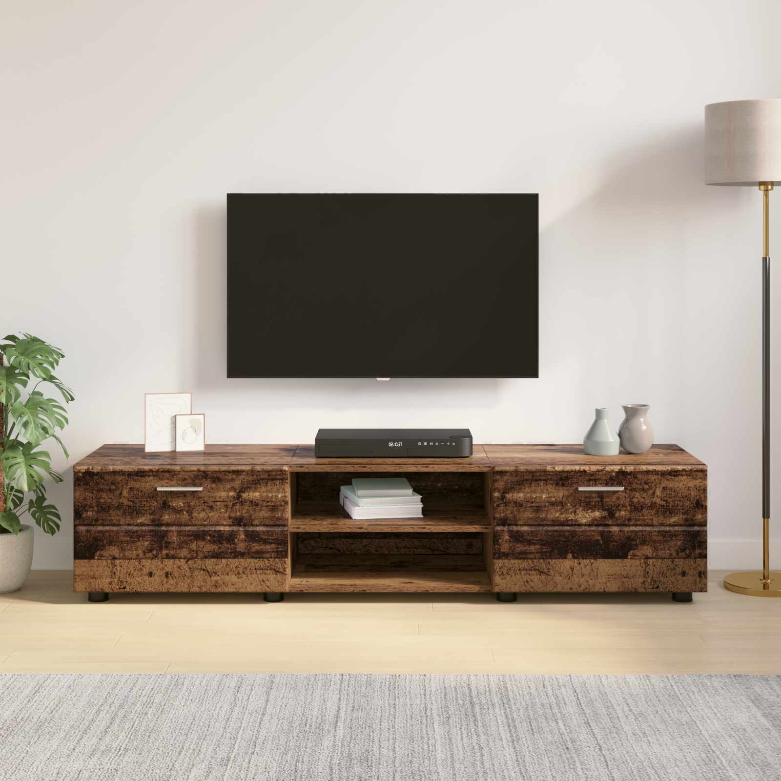 Highboard mit Regal FLORIN Weiß 60 x 35 x 182 cm Holzwerkstoff