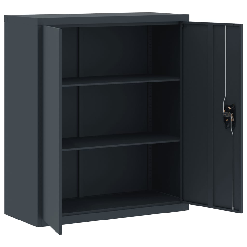 Aktenschrank mit 2 Türen Grau 90 cm Stahl