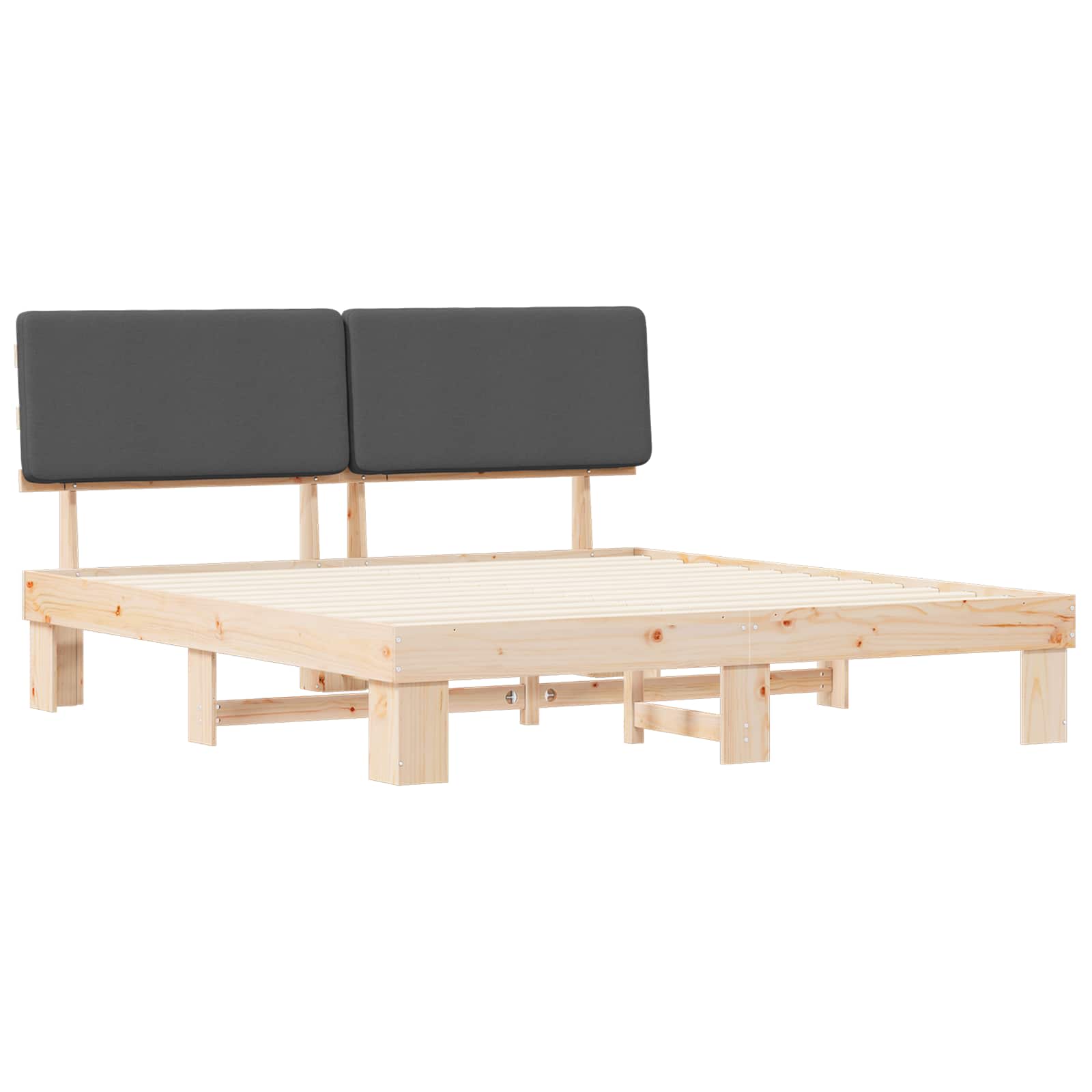 Bettgestell mit gepolstertem Kopfteil Hellgrau 200 x 200 cm