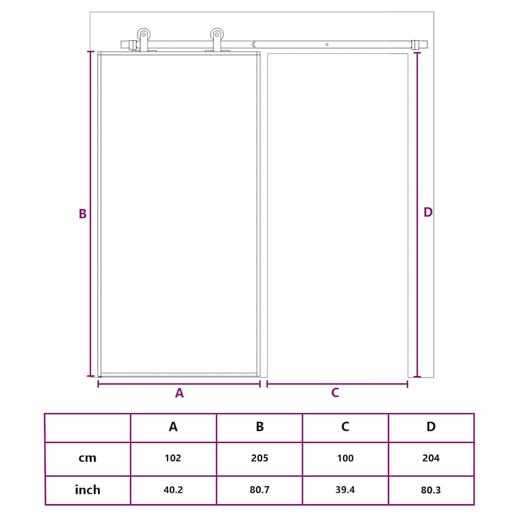 Schiebetür 3-teilig ESG-Glas und Aluminium 76x205 cm Schwarz