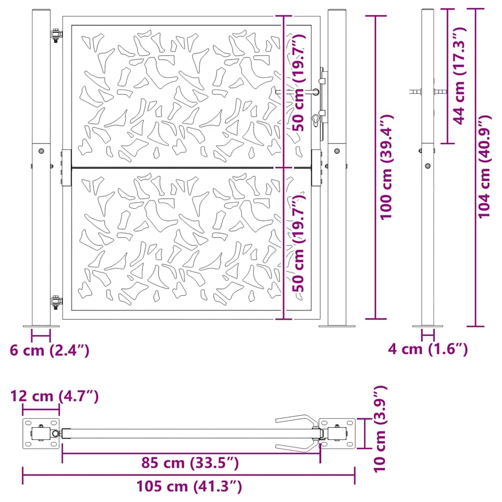Gartentor Schwarz 100x100 cm Stahl Lichtdesign