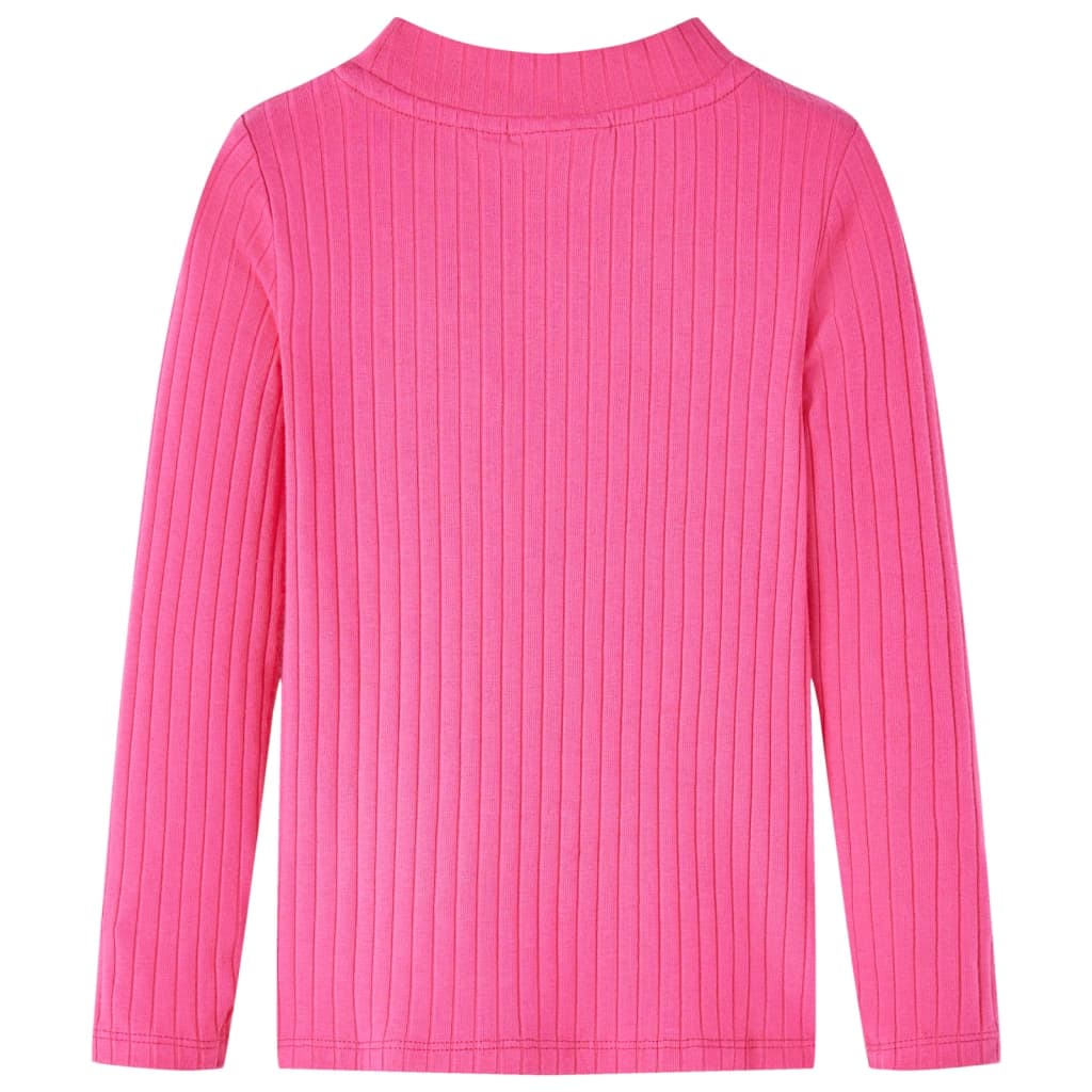 Kinder-Langarmshirt Rippstrick Knallrosa 116