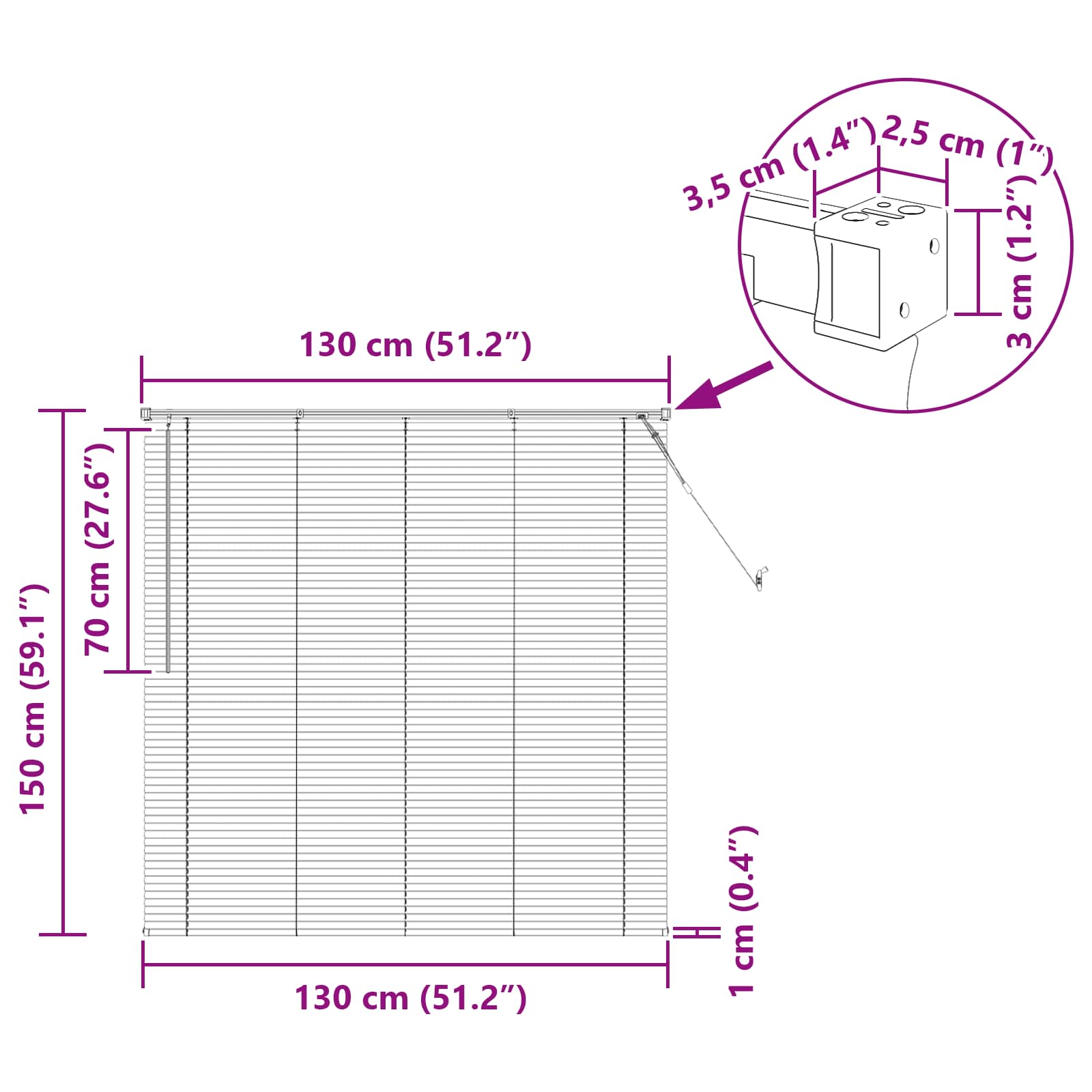 Jalousie Silber Grau 150 x 40 cm 25 mm PVC