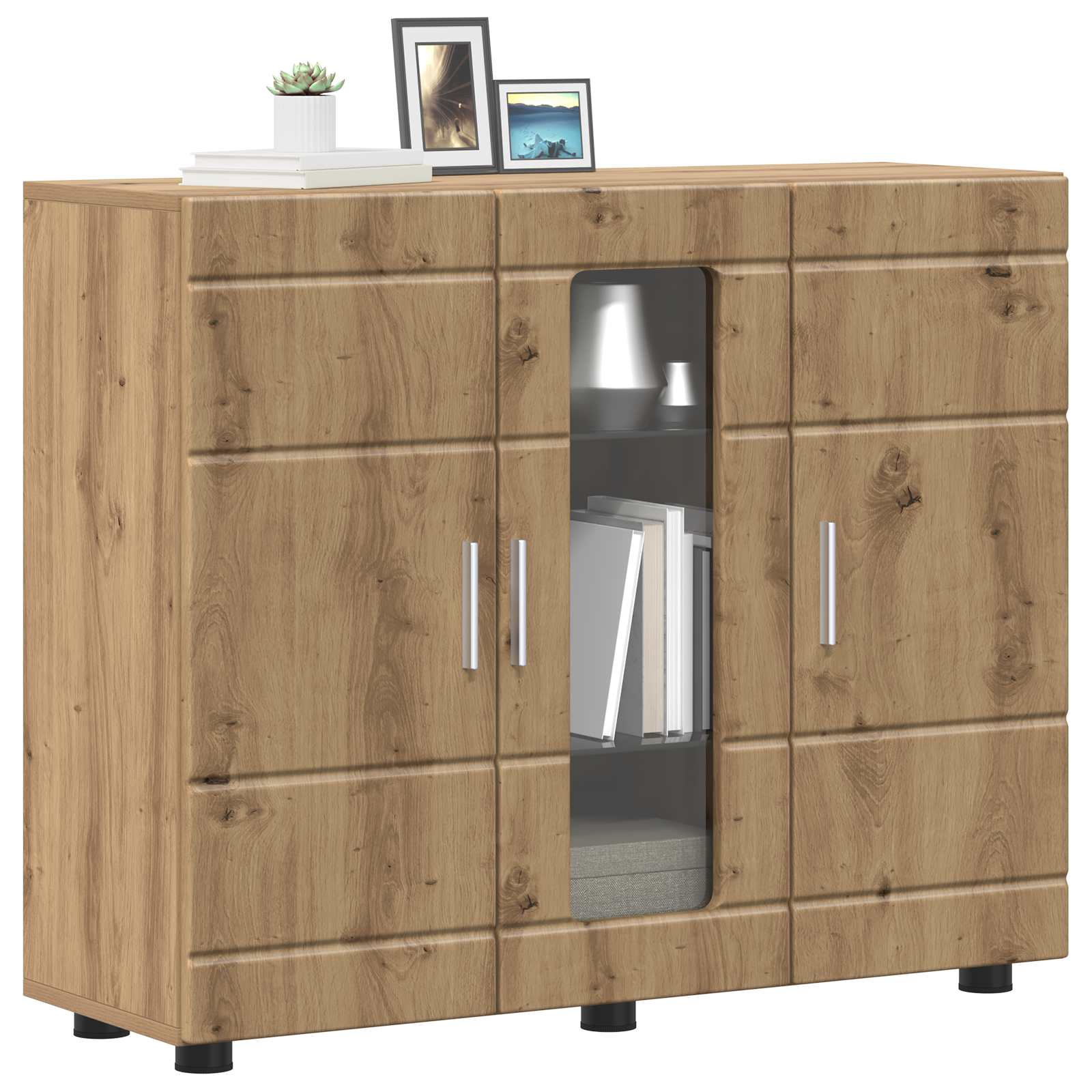 Highboard mit Regal FLORIN Weiß 60 x 35 x 182 cm Holzwerkstoff