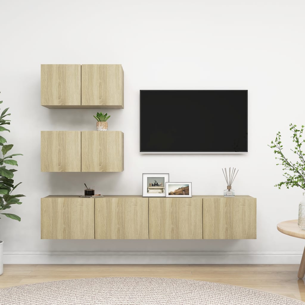 4-tlg. TV-Schrank-Set Weiß Holzwerkstoff