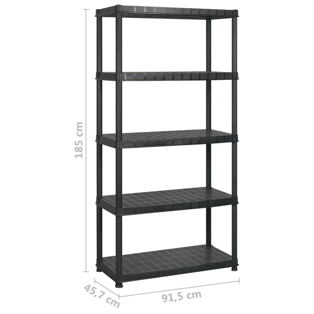 Lagerregal 4-Tier Schwarz 61x30,5x130 cm Kunststoff