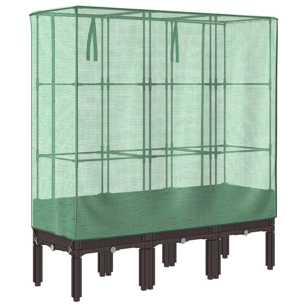 Hochbeet mit Gewächshaus-Aufsatz Rattan-Optik 40x40x140 cm