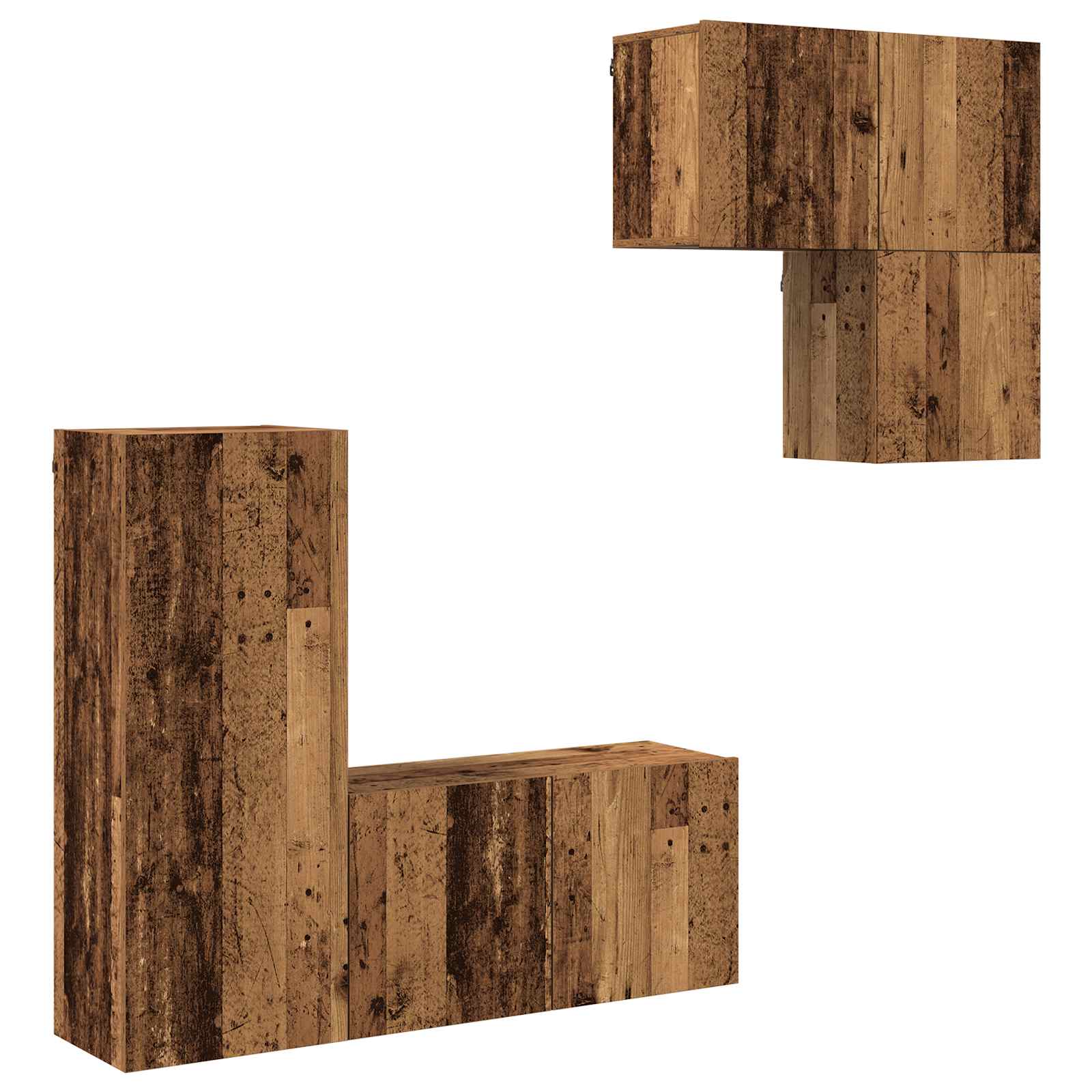 4-tlg. Wohnwand Weiß Holzwerkstoff