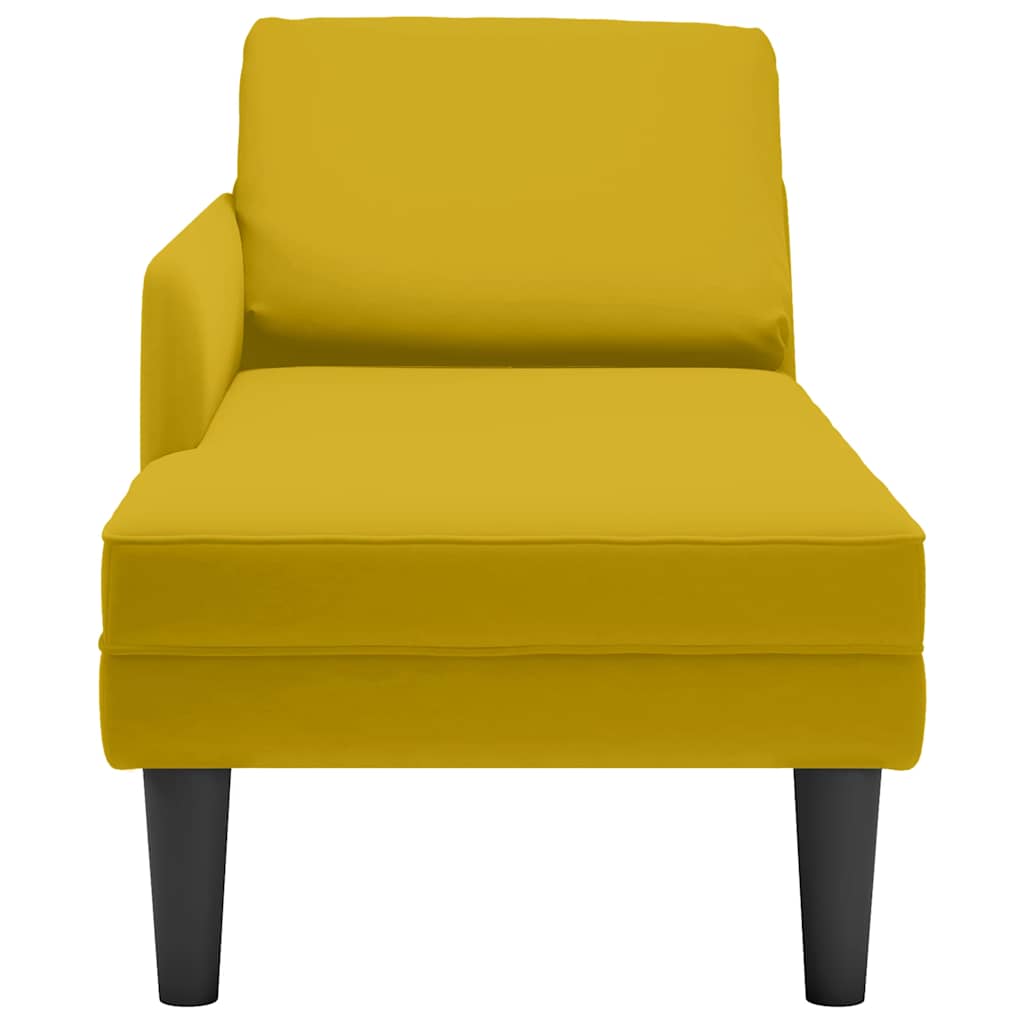 Chaiselongue mit Kissen und Rechter Armlehne Blau Samt