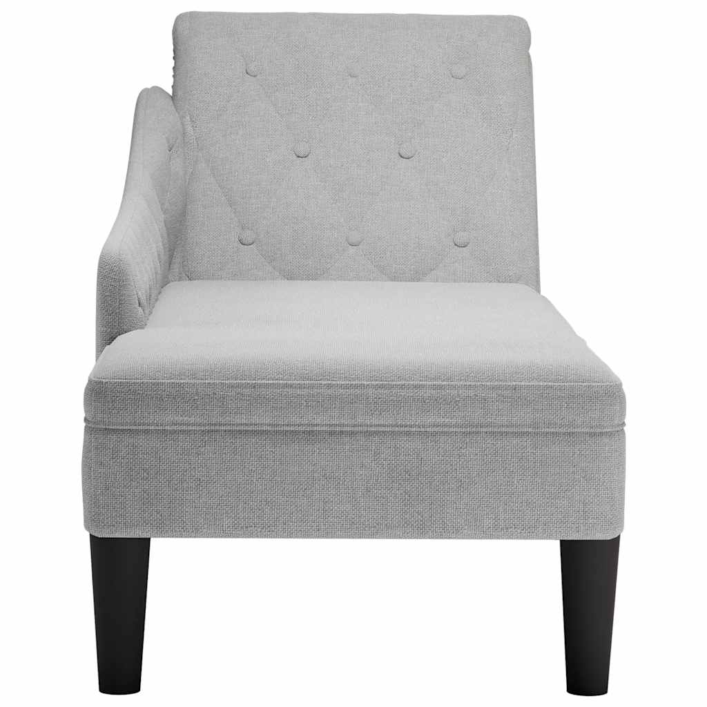 Chaiselongue mit Kissen und Rechter Armlehne Schwarz Stoff