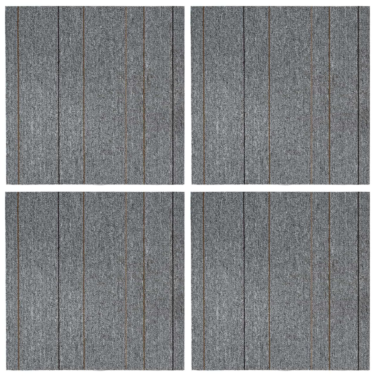 Teppichfliese Hellgrau mit Streifen 50 x 50 cm 4 pcs