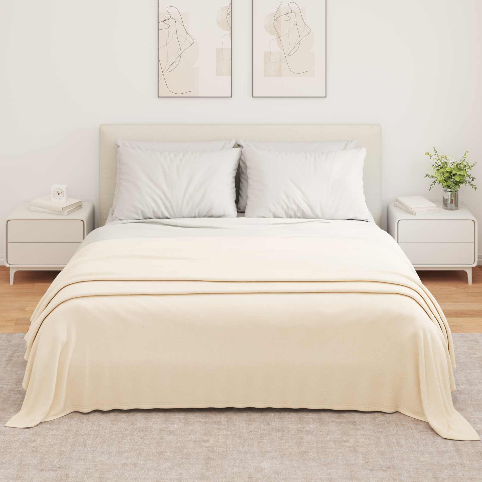 Überwurfdecke Creme 210 x 140 cm Fleece