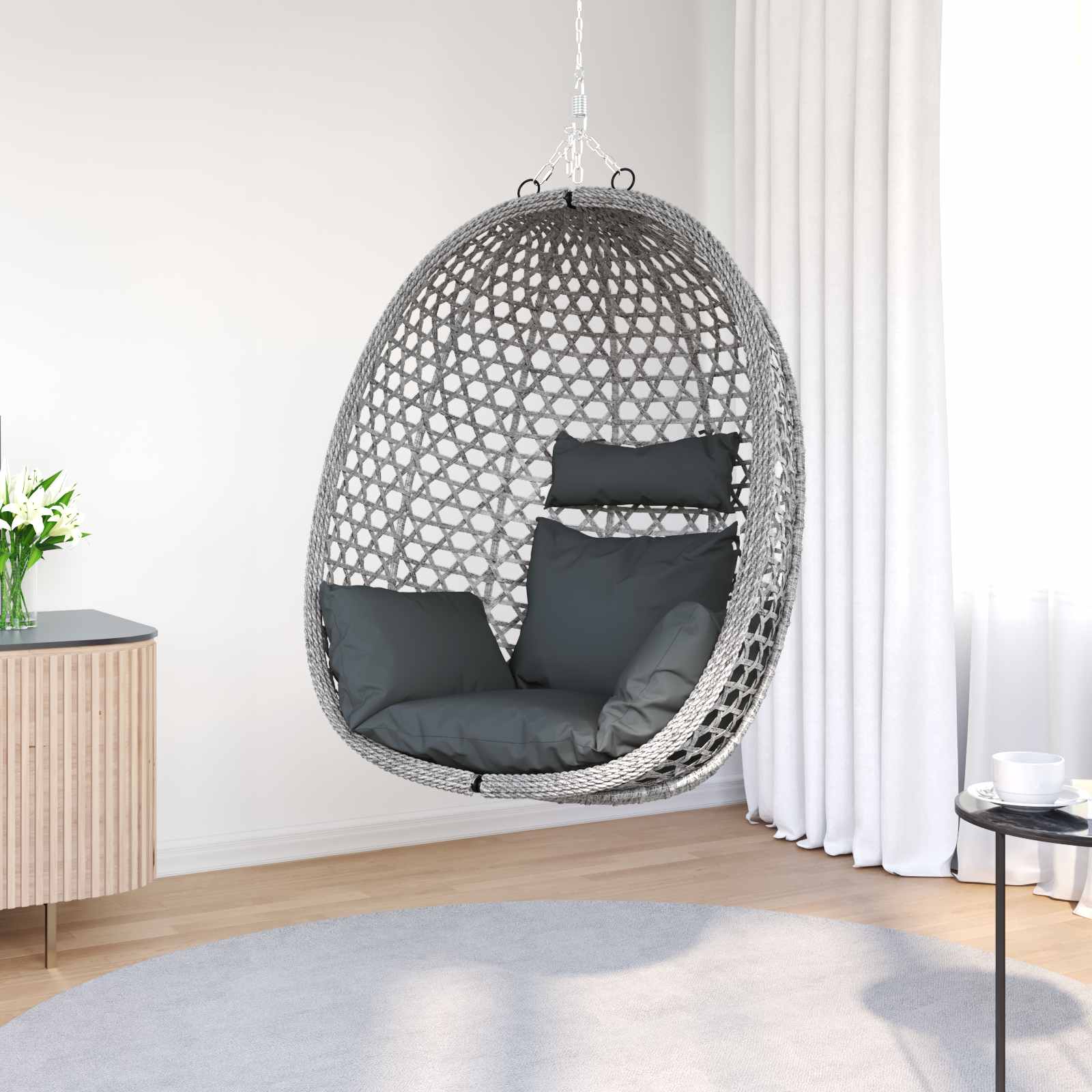 Hängesessel ohne Gestell Poly-Rattan 92 x 57,5 x 110 cm