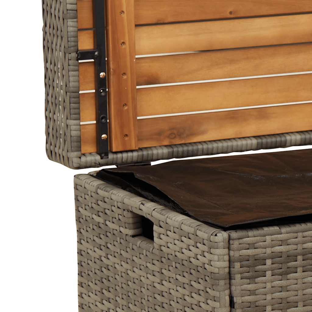 Bank mit Stauraum Schwarz 100x50x52 cm Poly Rattan Akazienholz