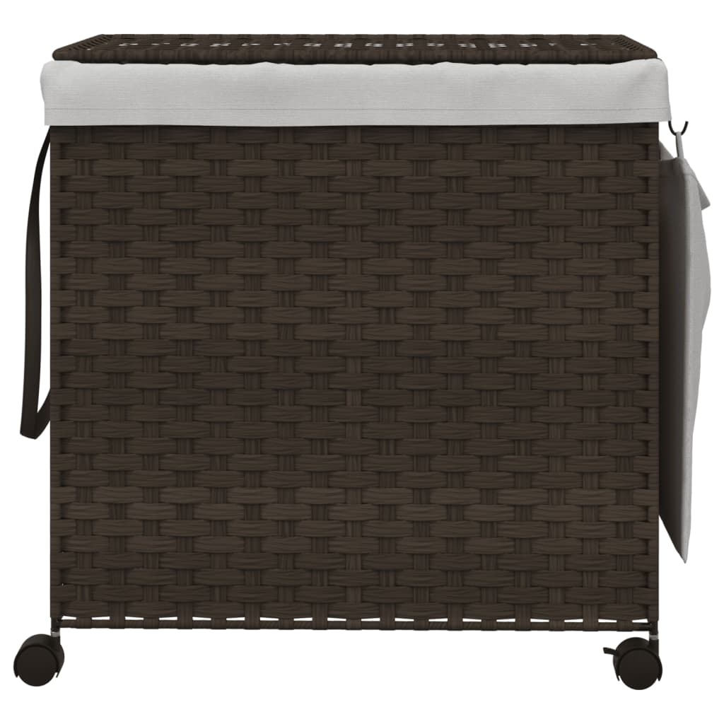 Wäschekorb mit Rollen 60x35x60,5 cm Rattan