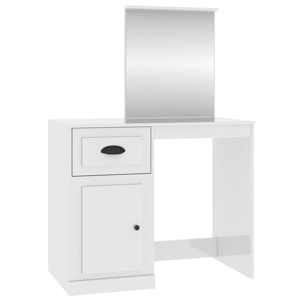 Schminktisch mit Spiegel Weiß 90x50x132,5 cm Holzwerkstoff