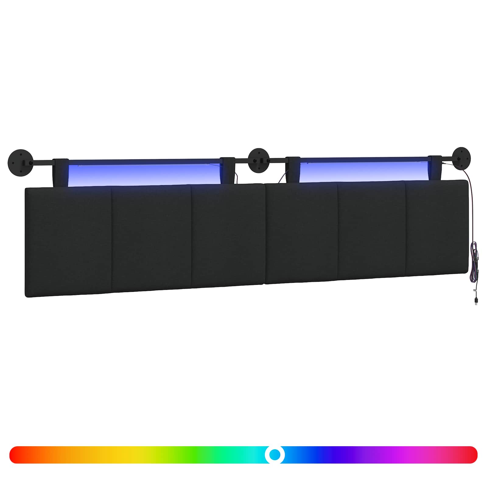 Hängendes Kopfteil Mit LED Licht Wolkengrau Stoff