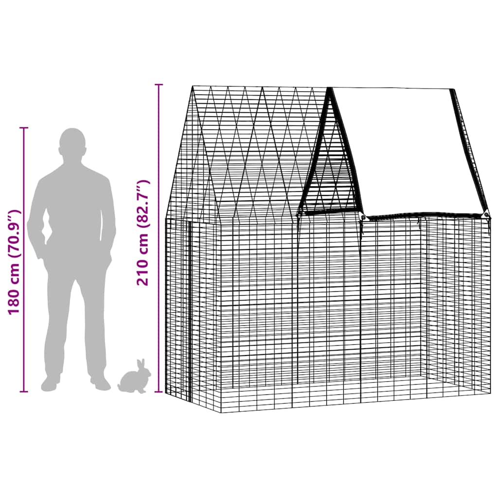 Hühnerkäfig 2 pcs Silber 600 x 100 x 210 cm Verzinkter Stahl