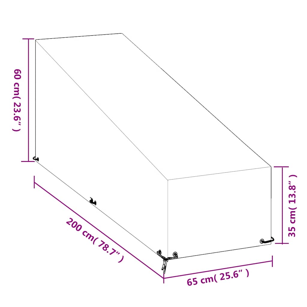 Abdeckungen für Sonnenliegen 2 Stk. 12 Ösen 205x75x40 cm