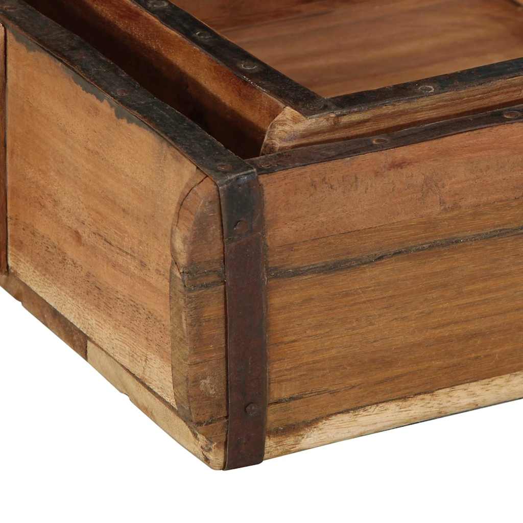 Tablett Braun 30 x 15 x 9 cm Massives upgecyceltes Holz