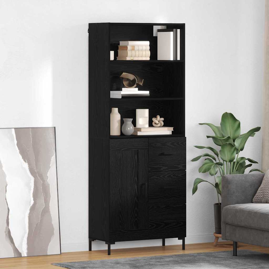 Highboard Hochglanz-Weiß 69,5x34x180 cm Holzwerkstoff