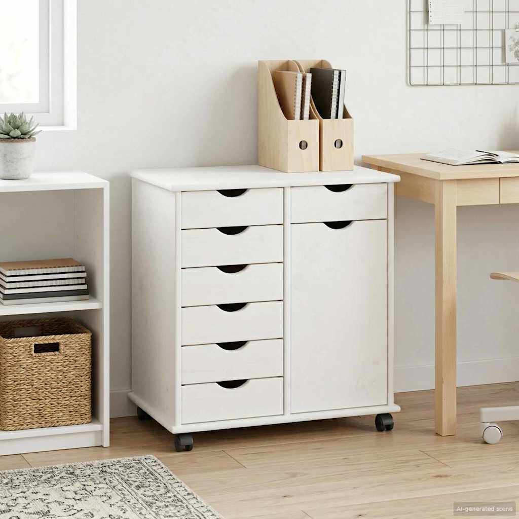 Rollschrank Honigbraun 63,5 x 39 x 65,5 cm Massivholz Kiefer