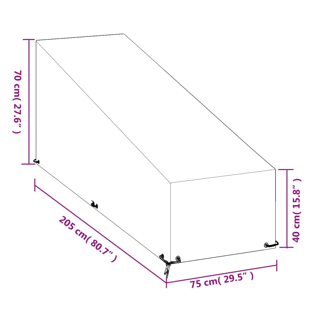 Abdeckungen für Sonnenliegen 2 Stk. 12 Ösen 205x75x40 cm