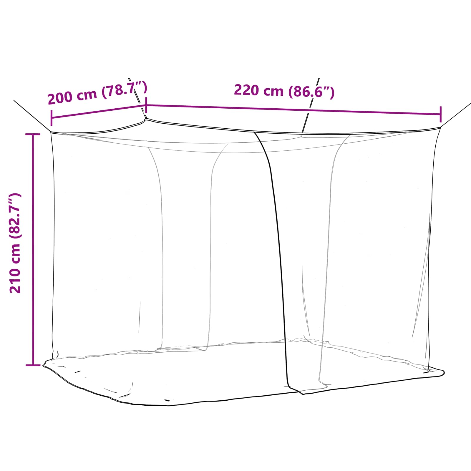 Moskitonetz zum Aufhängen 156 Mesh Weiß 220x100x150 cm