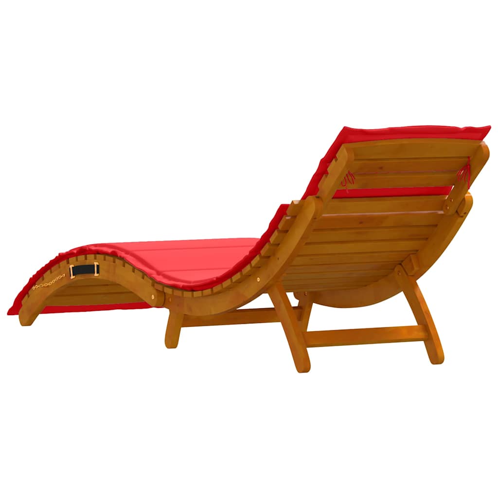 Sonnenliege mit Auflage Beige Massivholz Akazie