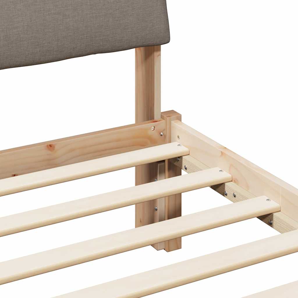 Bettgestell Braun und hellgrau 200 x 200 cm Massivholz Kiefer